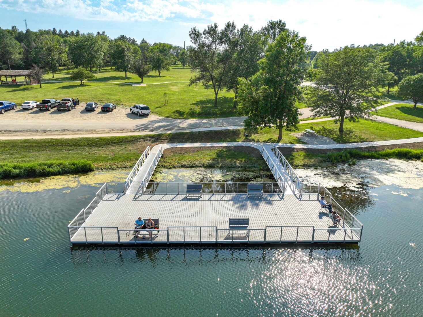 floating fishing dock at SkyView Park