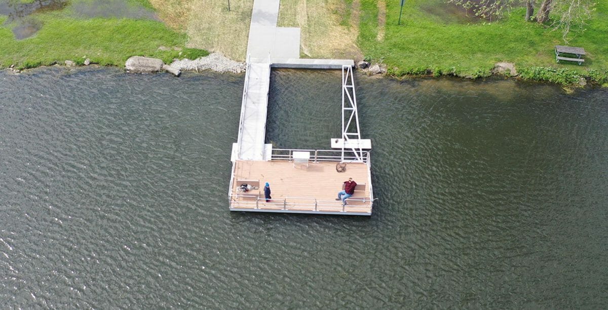 Floating Fishing Pier out in the water
